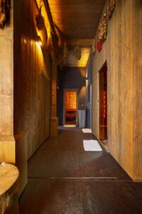 Interior of a luxury spa wellness center with sauna